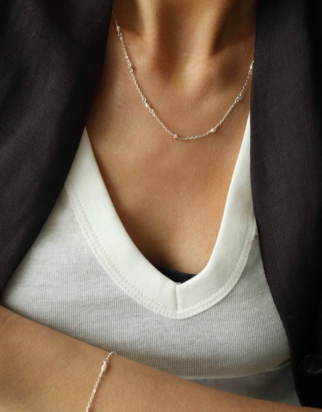 SAINT VALENTINE - Stars & Moons Necklace - Silver