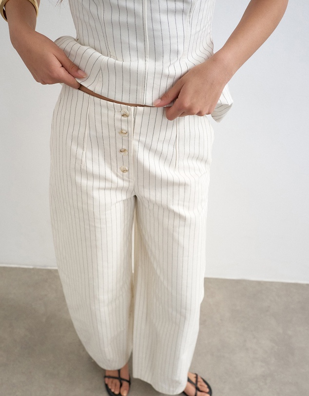 TOPSHOP - Para Striped Barrel Trousers