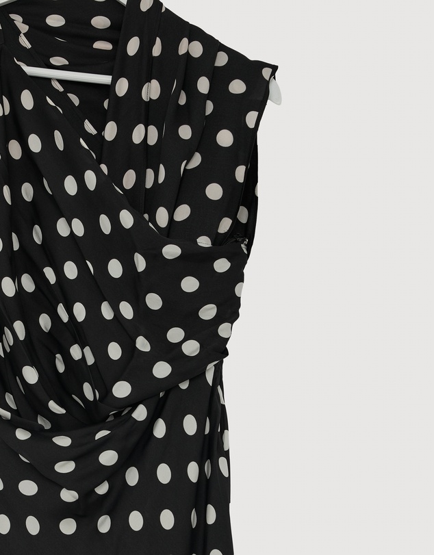 Revibe - Repaired BY JOHNNY. Dove Drape Polka Ankle Dress - AU 12