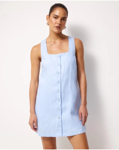 AERE - Bari Linen Button Down Mini Dress