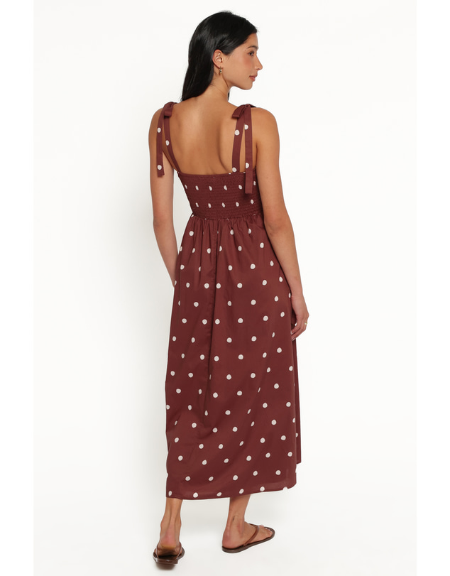 Petal & Pup - Elford Midi Dress - Brown Polka Dot
