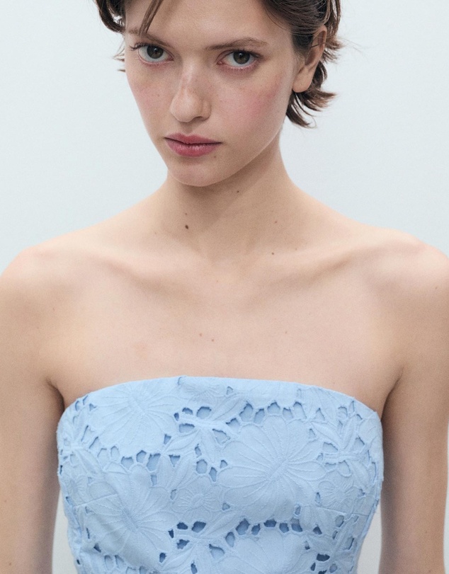 M.N.G - Sky Embroidered Strapless Dress