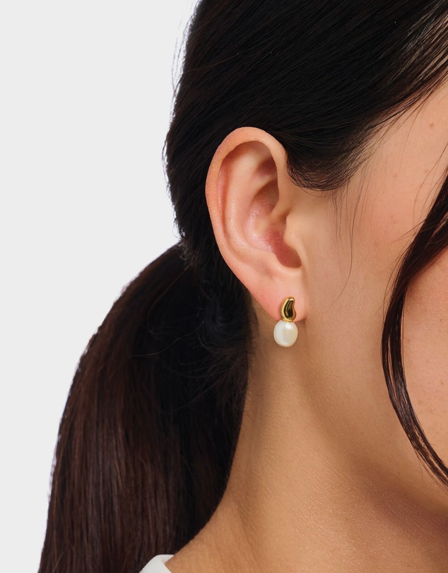 THOMAS SABO - THOMAS SABO Ear Studs with Freshwater Pearl Drop in Gold