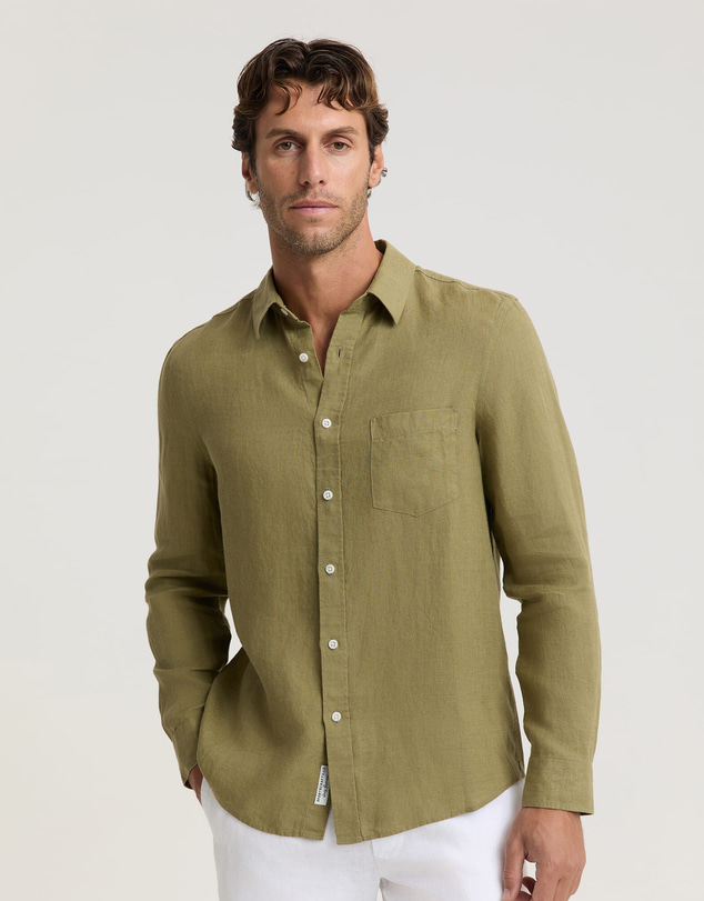 Sportscraft - Long Sleeve Linen Yarn Dyed Shirt