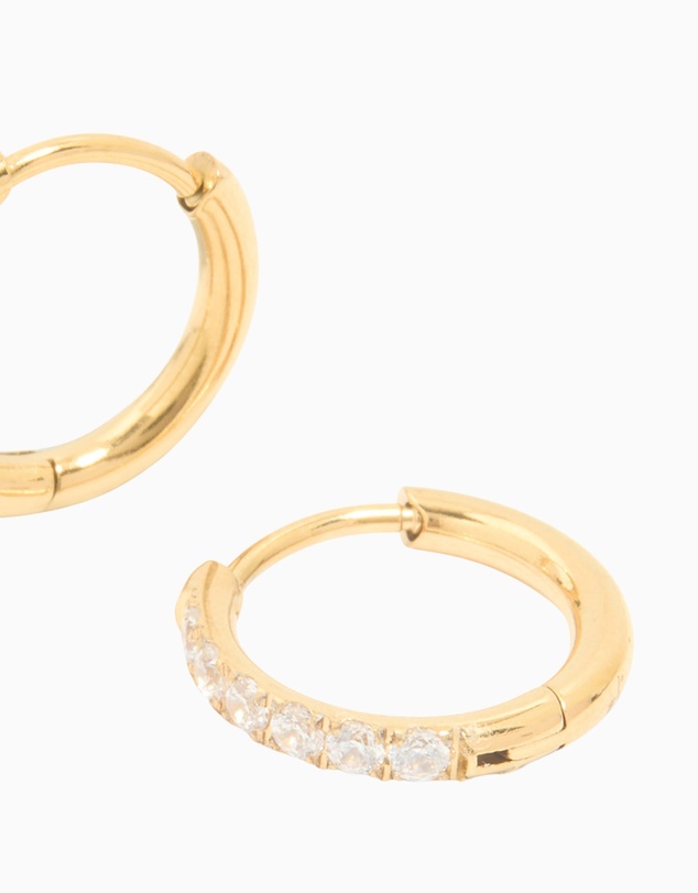 Lovisa - Gold Plated Surgical Steel Cubic Zirconia Chunky Sleeper Earrings