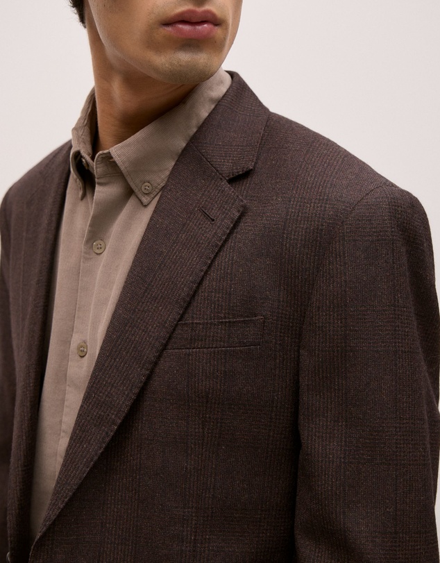Trenery - Italian Wool Check Blazer in Red Mahogany