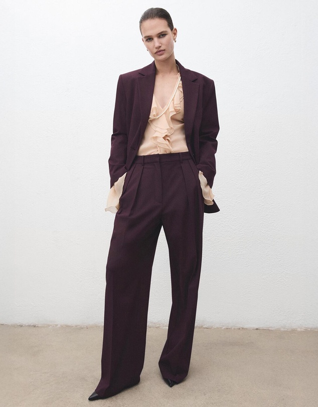 M.N.G - Wide-Leg Mid-Rise Pleated Trousers