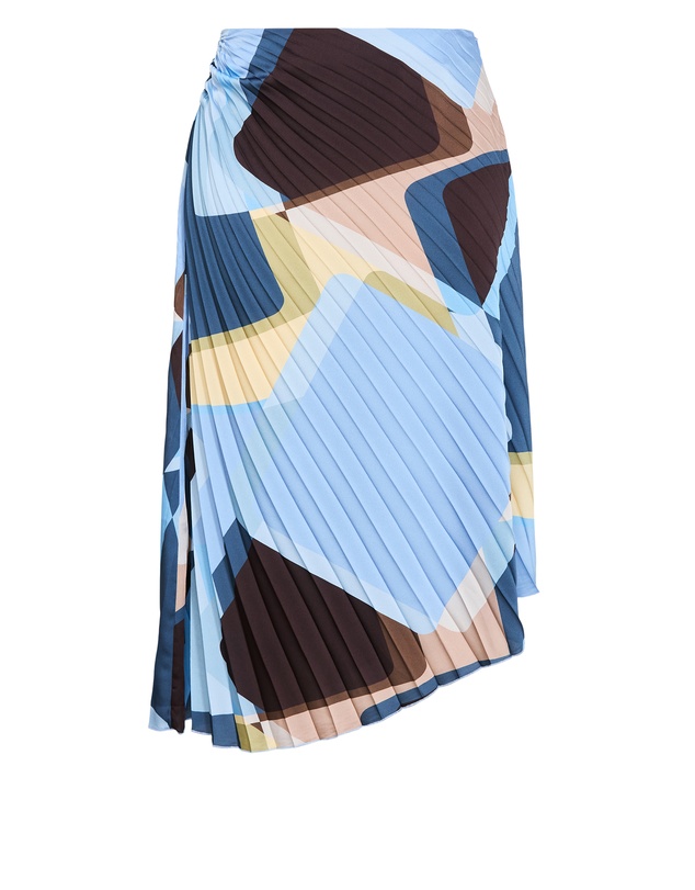City Chic - Plus size Amaya Abstract Print Pleat Skirt - blue