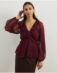 Atmos&Here - Piper V-Neck Ruffle Blouse