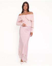Petal & Pup - Helene Bow Off Shoulder Knit Sweater - Pink