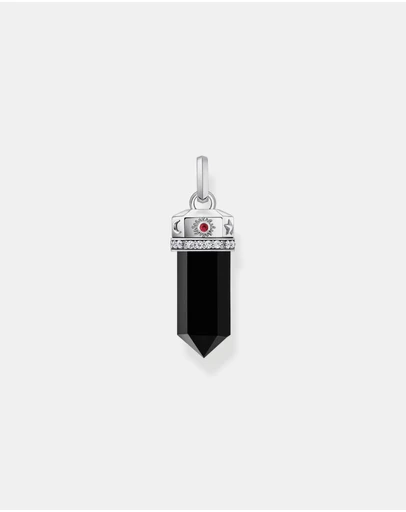 THOMAS SABO - Silver Pendant with Onyx in Hexagon-Shape and Stones