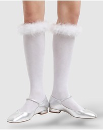 High Heel Jungle - Frou-Frou Faux Fur Trim Combed Cotton Socks