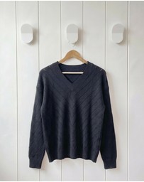 SILK MAGNOLIA - Cashmere pointelle V neck Jumper