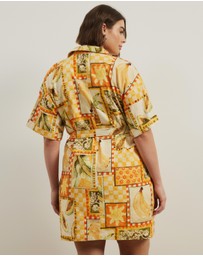 Atmos&Here Curvy - Britt Linen Blend Belted Mini Dress