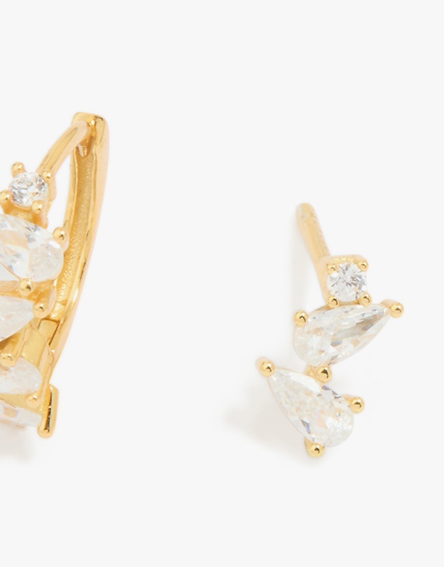 Lovisa - Gold Plated Sterling Silver Cubic Zirconia Chain & Stud Earrings 3-Pack
