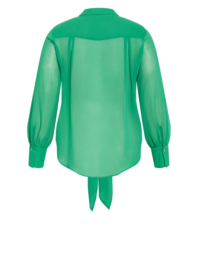 City Chic - Plus size Jane Tie Hem Shirt - kelly green