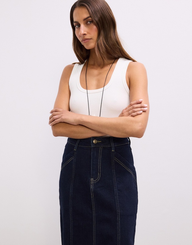 The Fated - Asha Denim Maxi Skirt