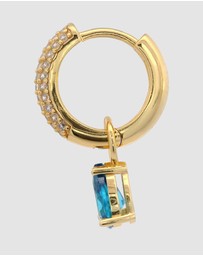 Georgini - GEORGINI WISTERIA DUO PEAR EARRINGS BLUE TOPAZ CZ GOLD