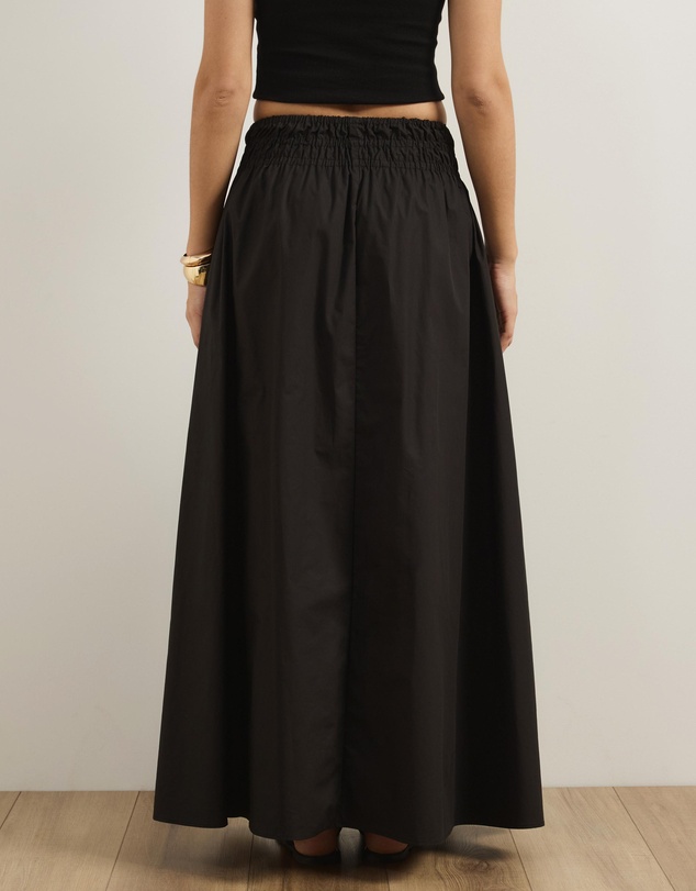 Atmos&Here - Blaire Cotton Poplin Maxi Skirt with Shirred Waist