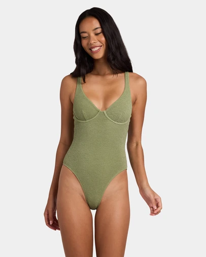 Billabong - Womens Crinkle Crush Ruby One Piece Swimsuit