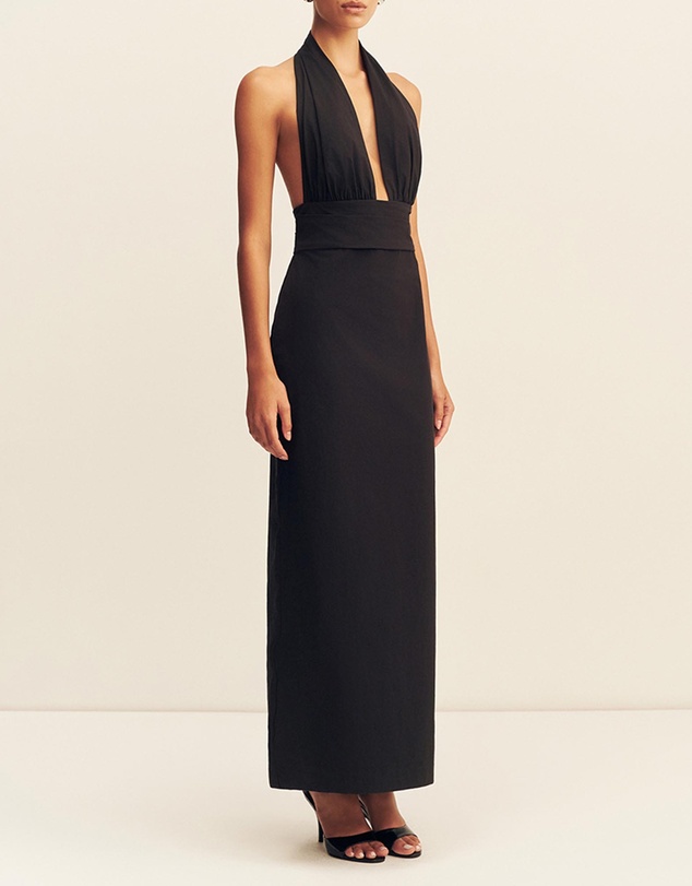 Shona Joy - Campbell Halter Plunged Maxi Dress
