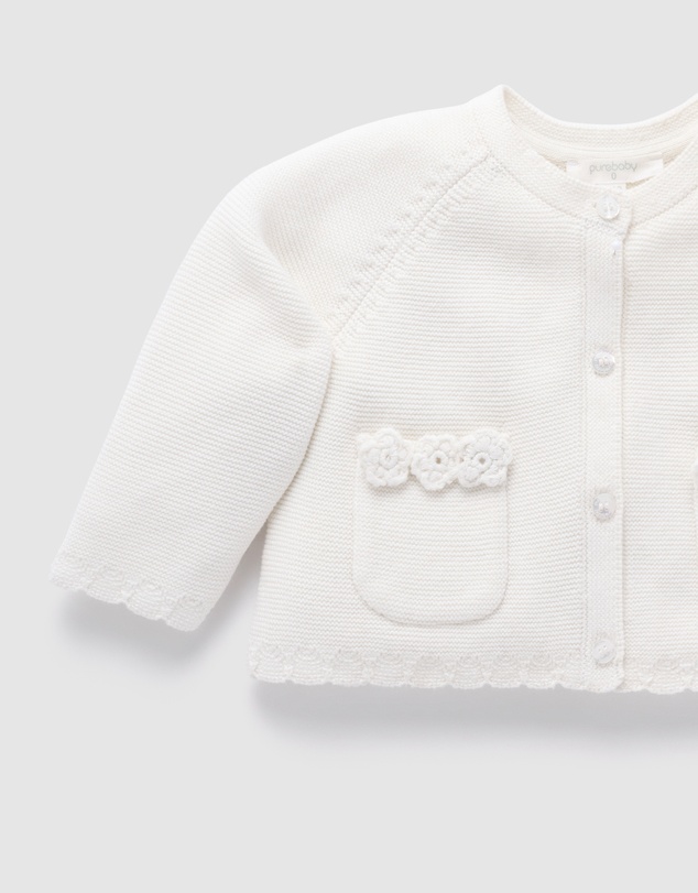 Purebaby - Crochet Flower Cardigan-Kids-Babies