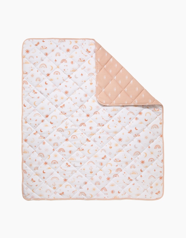 Living Textiles - Reversible Organic Quilted Cot Comforter- Bohemian Bliss
