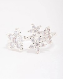 Lovisa - Silver Plated Cubic Zirconia Open Flower Ring