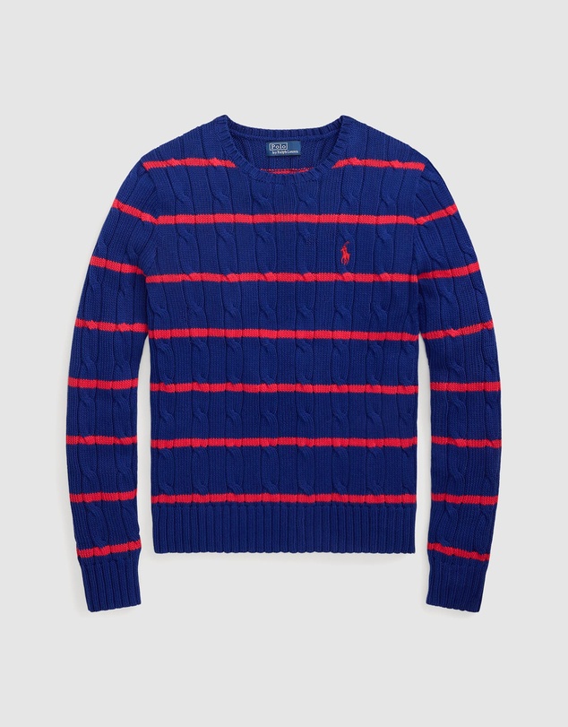 Polo Ralph Lauren - Striped Cable-Knit Cotton Sweater