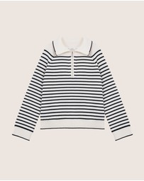 IDA+S - Ines Merino Stripe Quarter-Zip Knit