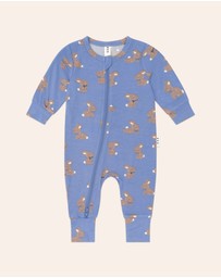 Huxbaby - Vintage Blue Bunny Zip Romper - Babies