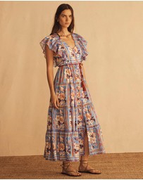 AUR OCEA - Piastrelle Ruffle Sleeve Maxi Dress