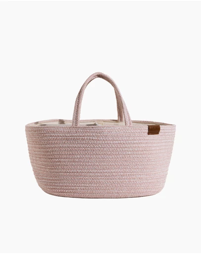 Living Textiles - Cotton Rope Storage Caddy with Divider - Pink