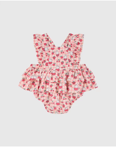 Kynd Baby - Miffy Romper in Berry Check