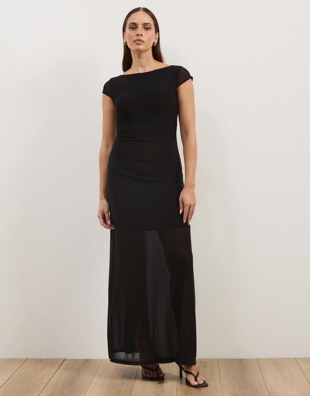 Atmos&Here - Rowe Mesh & Jersey Cap Sleeve Maxi Dress