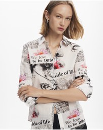 Desigual - Floral text shirt