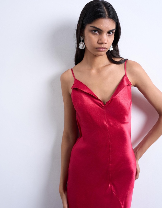 TOPSHOP - Folded Edge Satin Cami Slip Maxi
