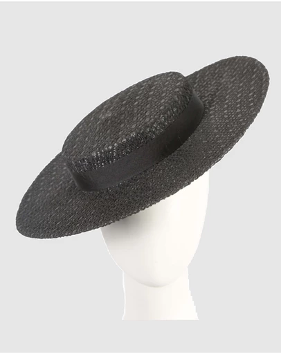 Max Alexander - Black lace-covered Boater Hat