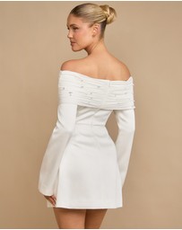 Six Stories - Pearl Trim Bardot Mini Dress