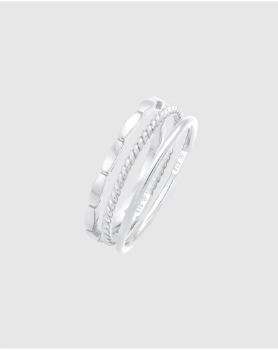 Elli Jewelry - Twisted Ring Set in 925 Silver