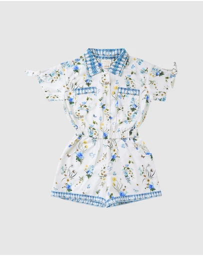 Camilla - Shirt Playsuit With Short Tie Sleeve - Kids-Teens