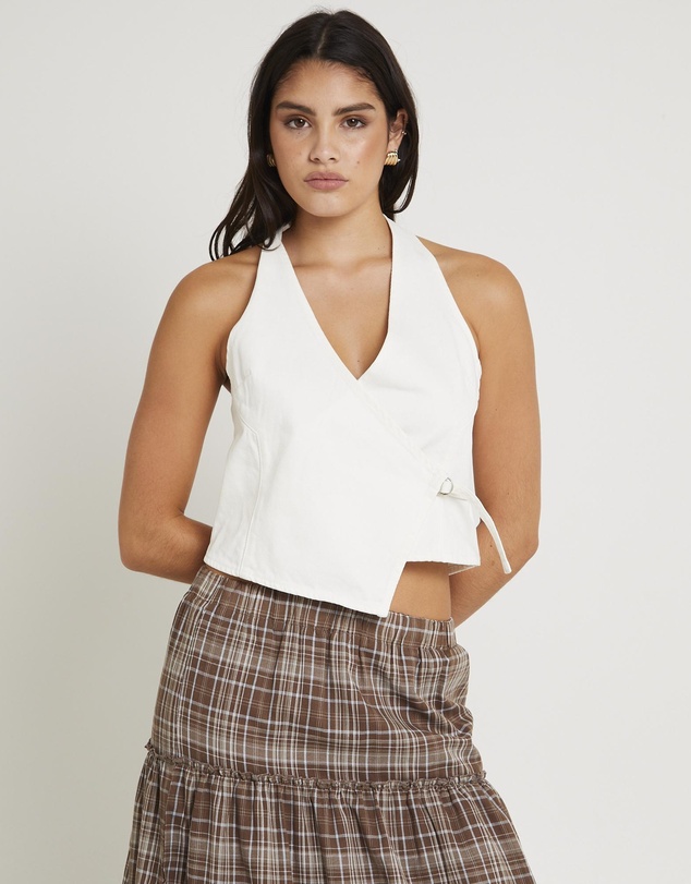 Subtitled - Delilah Denim Halter Neck Top