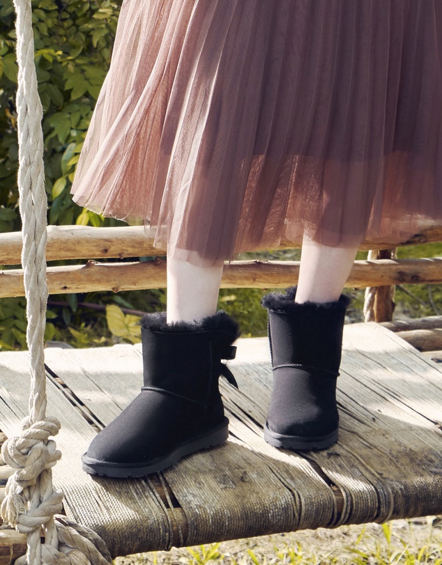 EVERAU - EverAU Ugg Mini Back Bow Sheepskin Upper UGG Boots
