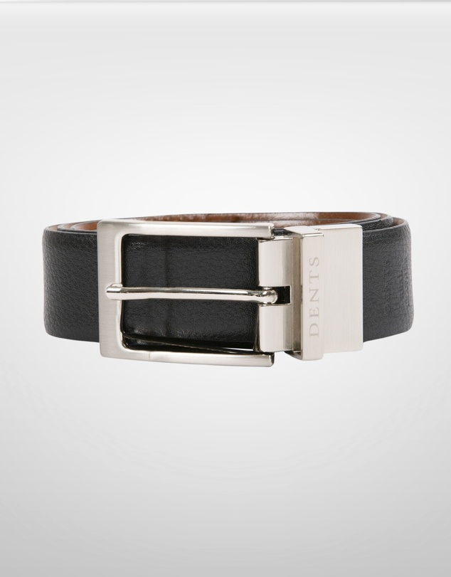 DENTS - Heritage Reversible Full Grain Leather Belt with Satin Nickel Buckle