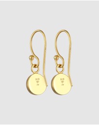 Elli Jewelry - Earrings Ear Hanger Basic Round with Garnet Gemstone in 925 Sterling Silver gold plated