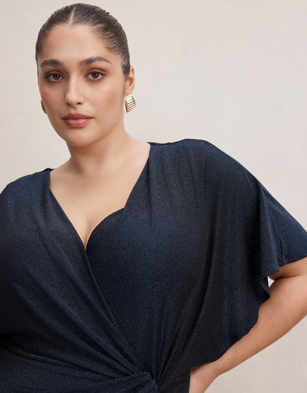 Forever New Curve - Laura Curve Draped Metallic Dress