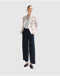 Trenery - Linen Yarn Dyed Stripe Double Breasted Blazer