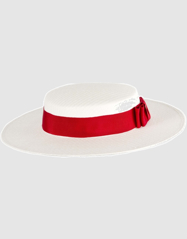 Max Alexander - White and Red Boater Hat