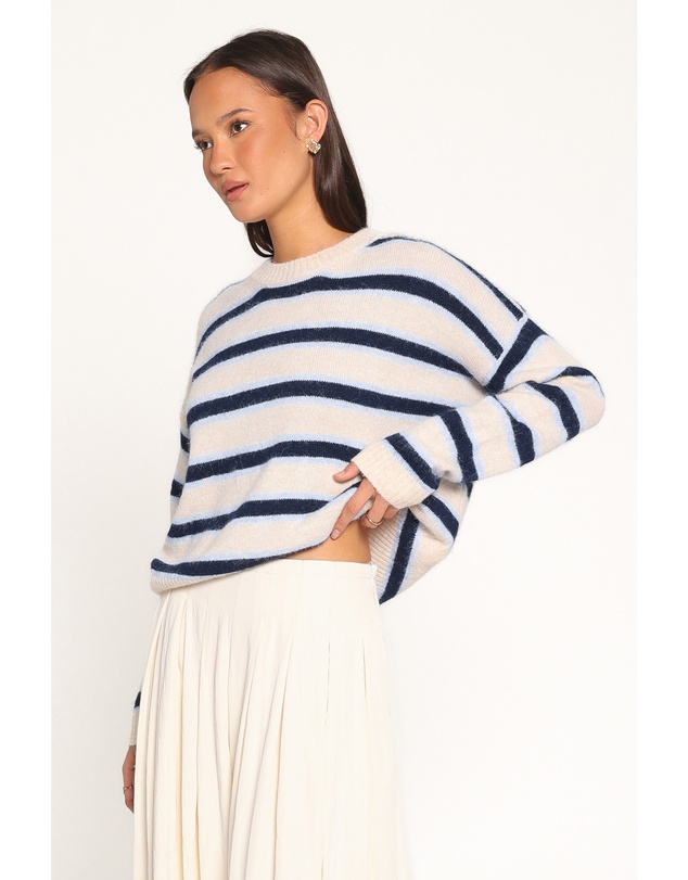 Petal & Pup - Renae Knit Sweater - White Blue Stripe