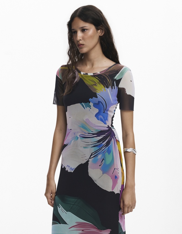 Desigual - Watercolor floral fitted dress